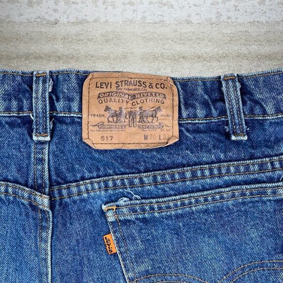 Vintage Orange Tab Levis Jeans 517 Bootcut Flared Made in USA Medium Wash 80s - Picture 4 of 6
